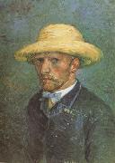 Vincent Van Gogh Self-Portrait with Straw Hat (nn04) oil on canvas